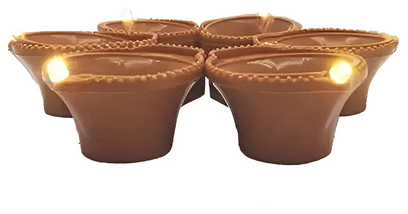Careflection Plastic Water Sensor LED Diyas Candle with Water Sensing Technology E-Diya, Warm Orange Ambient Lights, Battery Operated (Pack of 12) - Image 1