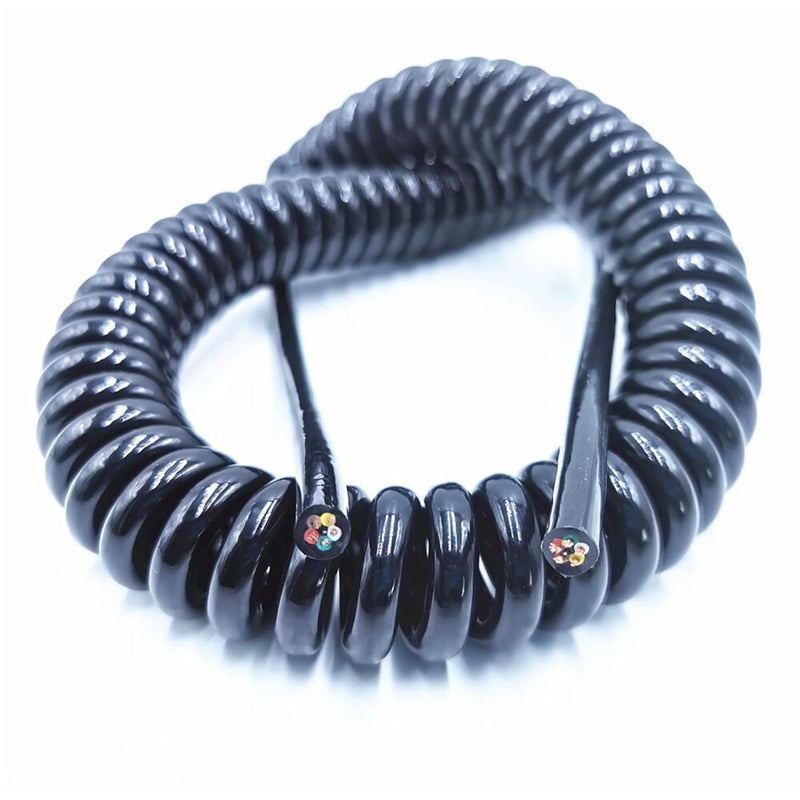 Spiral Cable, Spring Spiral Cable 2.5 M 7. Black Power Cord Expandable Wire, and 6 Core 8 24AWG 20AWG - Image 1