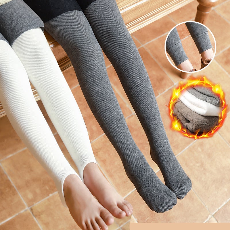 Winter Children'S Fleece-Lined Thickened Leggings Girls' Cationic Vertical Stripes Ankle-Length Pantyhose Warm Cotton Pants - Image 4