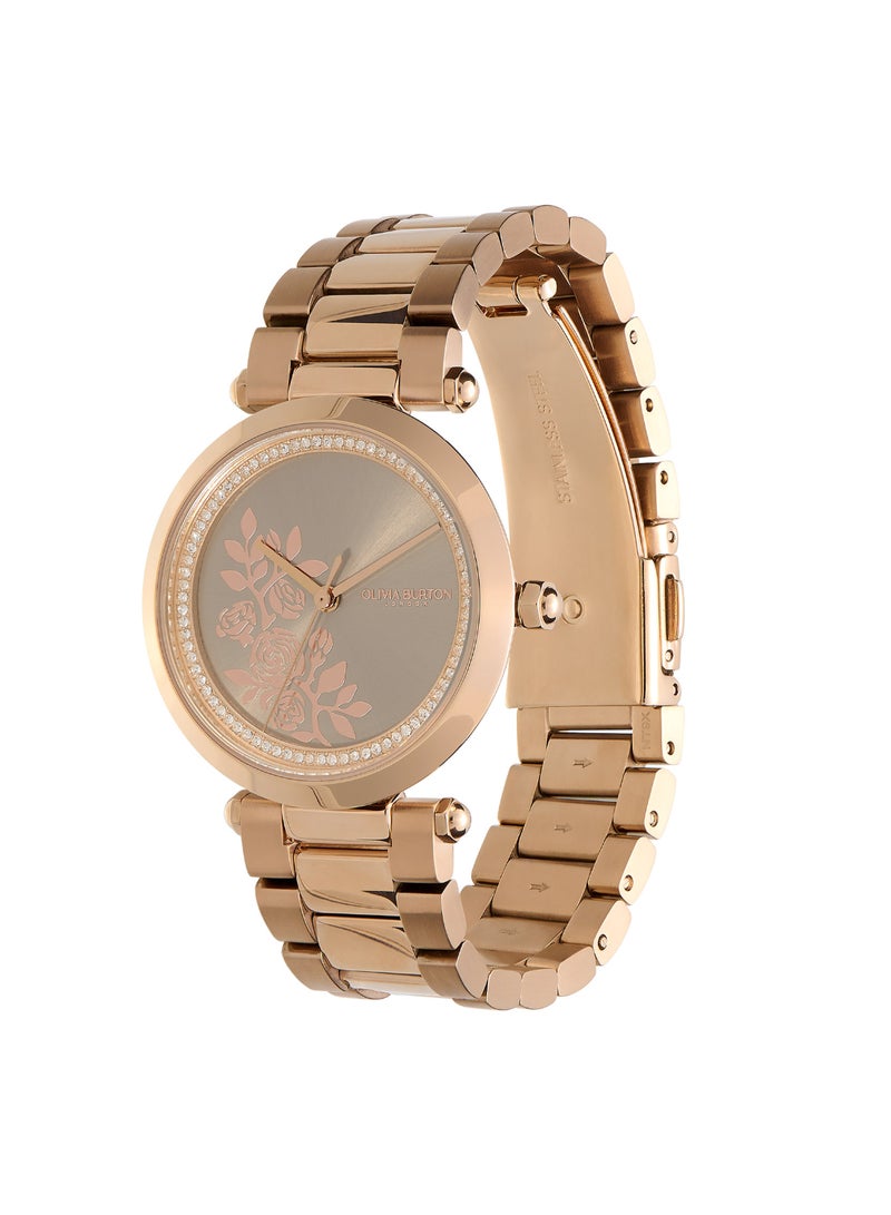 OLIVIA BURTON ROUND ANALOG WOMEN'S PALE GREY & STONE CASE WATCH - 24000044 - Image 2