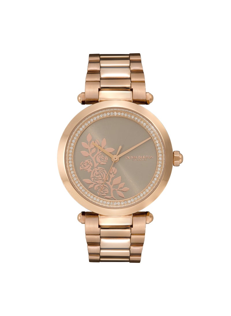 OLIVIA BURTON ROUND ANALOG WOMEN'S PALE GREY & STONE CASE WATCH - 24000044 - Image 1