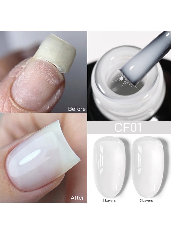 UR SUGAR Base Gel, Nail Gel Polish, Milky Fiber Glass Rubber Base Gel Nail Polish for Repair Broken Nails StrengthenerGel Base Coat Brush On Building Gel - Image 2