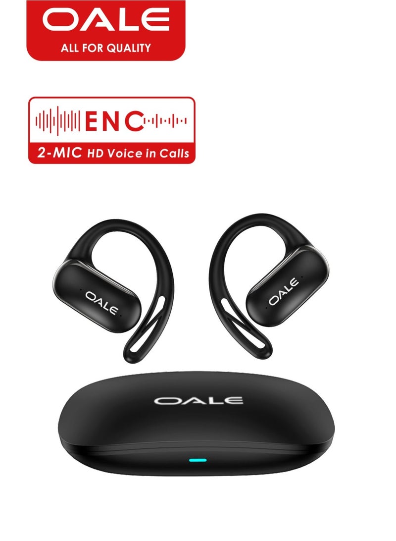 OALE iFree 13 TWS Earbuds, 35H Playtime, Dual-Track Stereo, Bluetooth 6.0, Clear Calls, Smart Connection, Water-Resistant | Black - Image 2