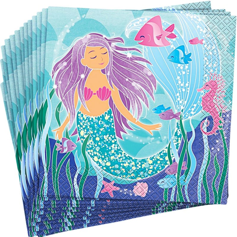Unique Mermaid Design Luncheon Napkins Pack of 16 Enchanting Designs Perfect for UndertheSea Themed Parties Celebrations