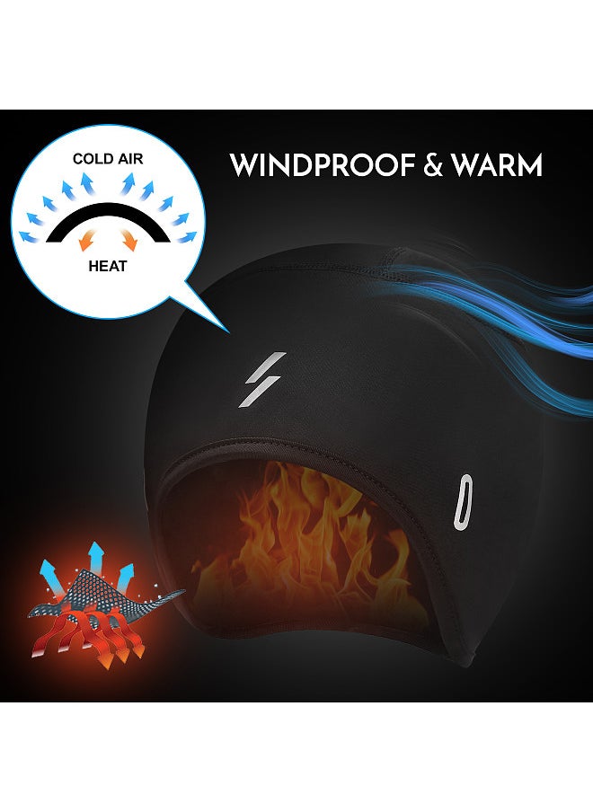 Generic - Outdoor Sports Men Cycle Cap, Windproof Bicycle Bike Helmet Liner, with Ear Cover and Glasses Keeper, Running Skiing Motorcycle Beanie, Winter Cap Headwear - Image 1