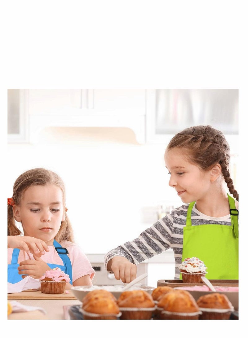 NIBEMINENT 4 Pieces Kids Apron Chef Hat Set-Boys Girls Aprons with Pockets for Kitchen Cooking Baking Painting - Image 5
