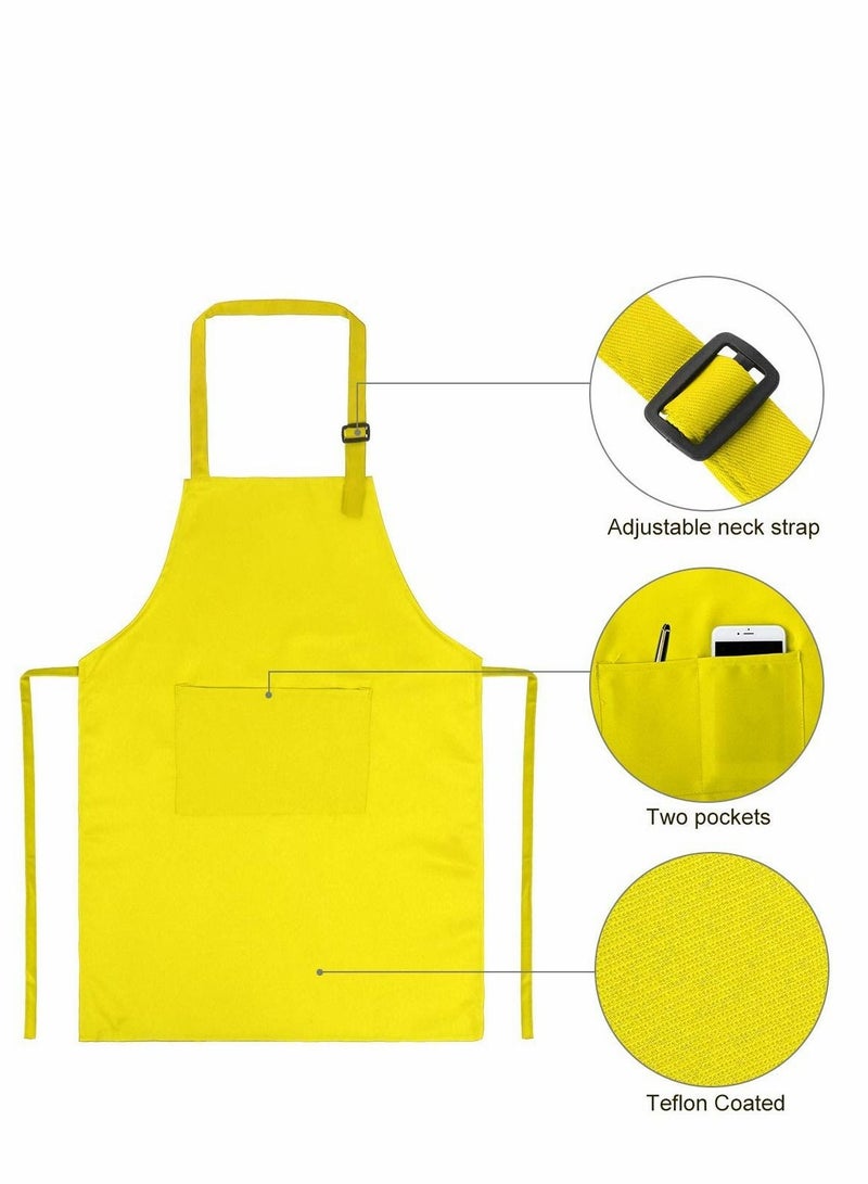 NIBEMINENT 4 Pieces Kids Apron Chef Hat Set-Boys Girls Aprons with Pockets for Kitchen Cooking Baking Painting - Image 3