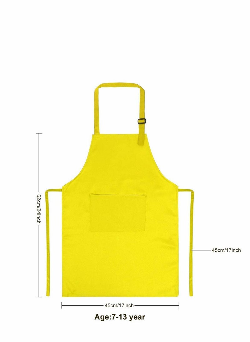 NIBEMINENT 4 Pieces Kids Apron Chef Hat Set-Boys Girls Aprons with Pockets for Kitchen Cooking Baking Painting - Image 2
