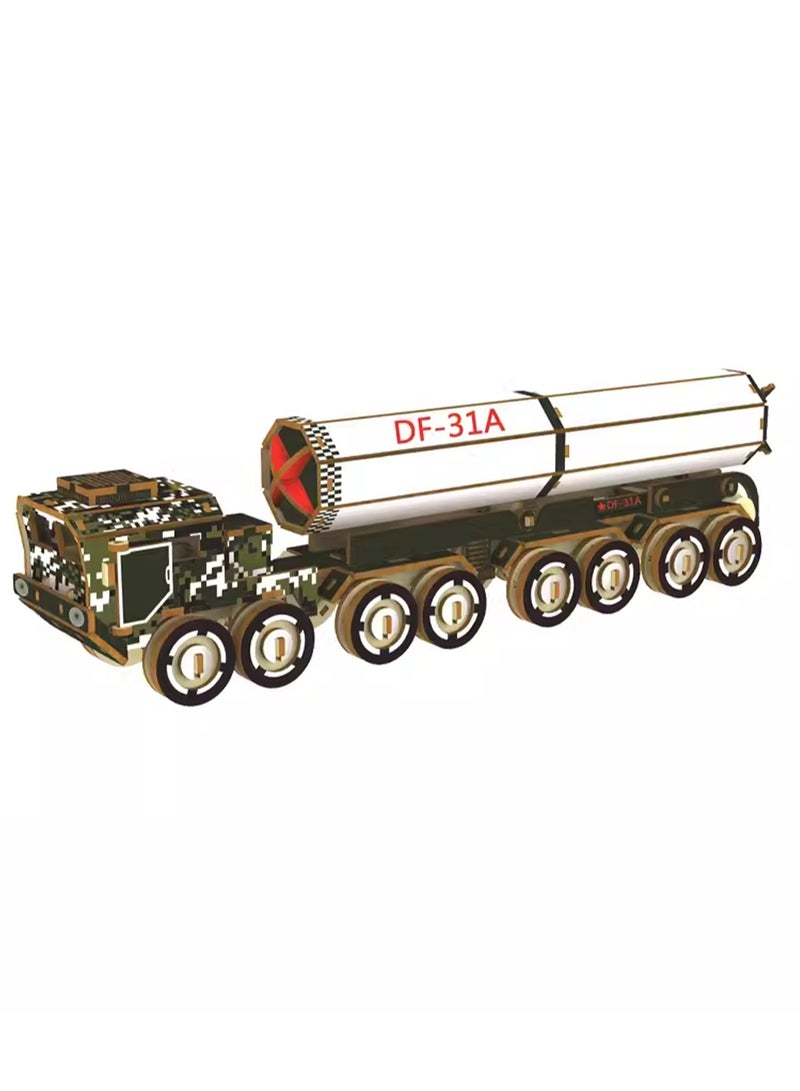 Wooden Puzzle 3D Model Building Blocks Assembly Toys For Boys (Dongfeng 31A) - Image 1