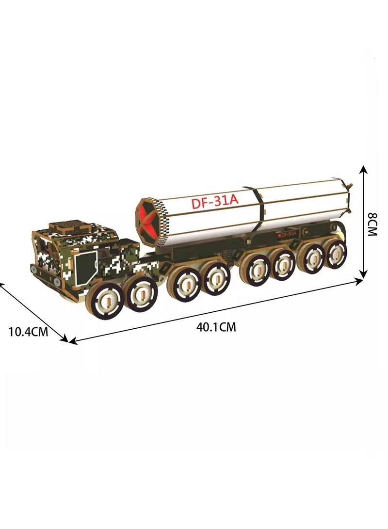 Wooden Puzzle 3D Model Building Blocks Assembly Toys For Boys (Dongfeng 31A) - Image 2