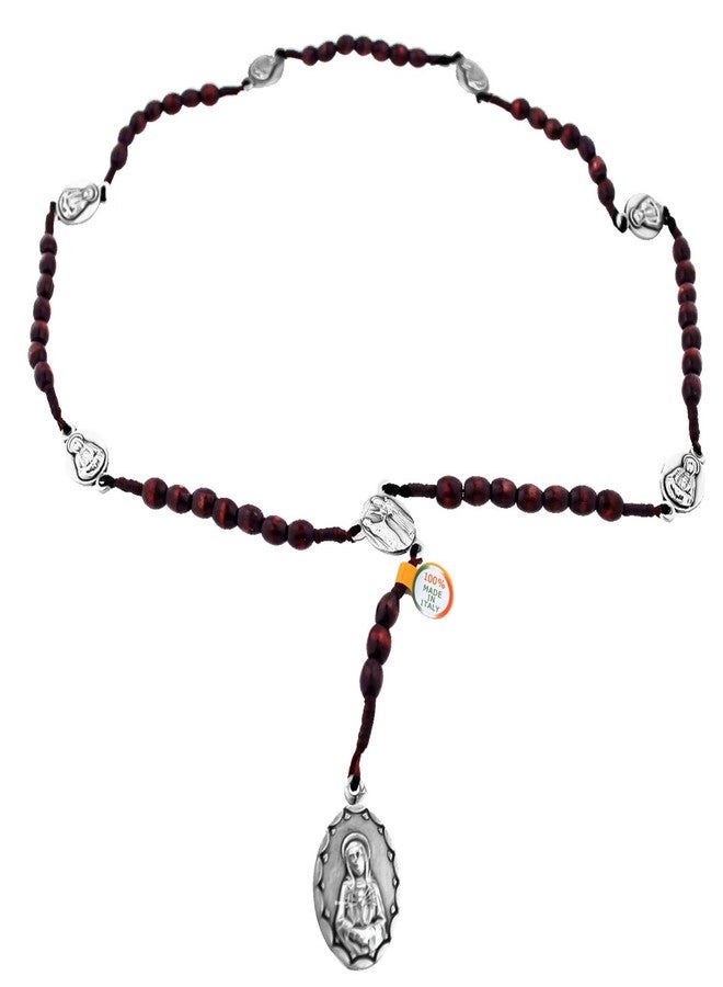 Venerare Seven Sorrows Rosary Chaplet | Traditional Catholic Devotion | Hand Made in Italy | Comes with Explanatory Brochure with All Prayers | Makes a Great Gift! (Cord Rosary - Mahogany) - Image 1