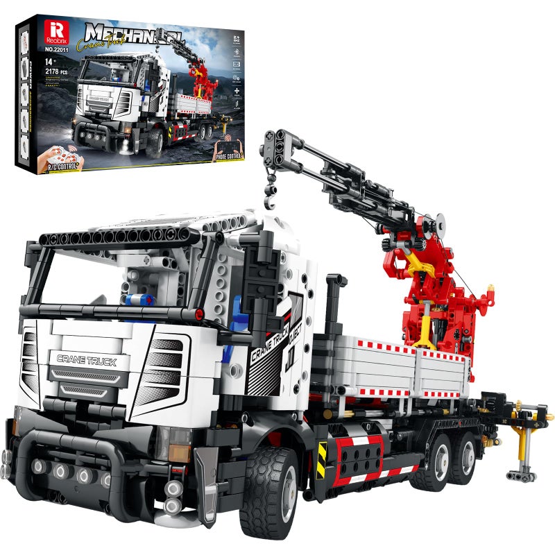 Reobrix Multi Functional Crane Truck Building Blocks 22011Control Crane Toy with Remote Control SwitchRobotic Arm That Can Be Rotated and Lifted Crane Truck Model for Adult 2178 Pieces - Image 3