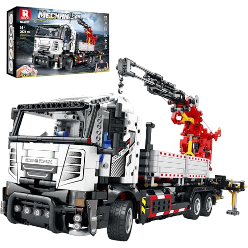 Reobrix Multi Functional Crane Truck Building Blocks 22011Control Crane Toy with Remote Control SwitchRobotic Arm That Can Be Rotated and Lifted Crane Truck Model for Adult 2178 Pieces - Image 1