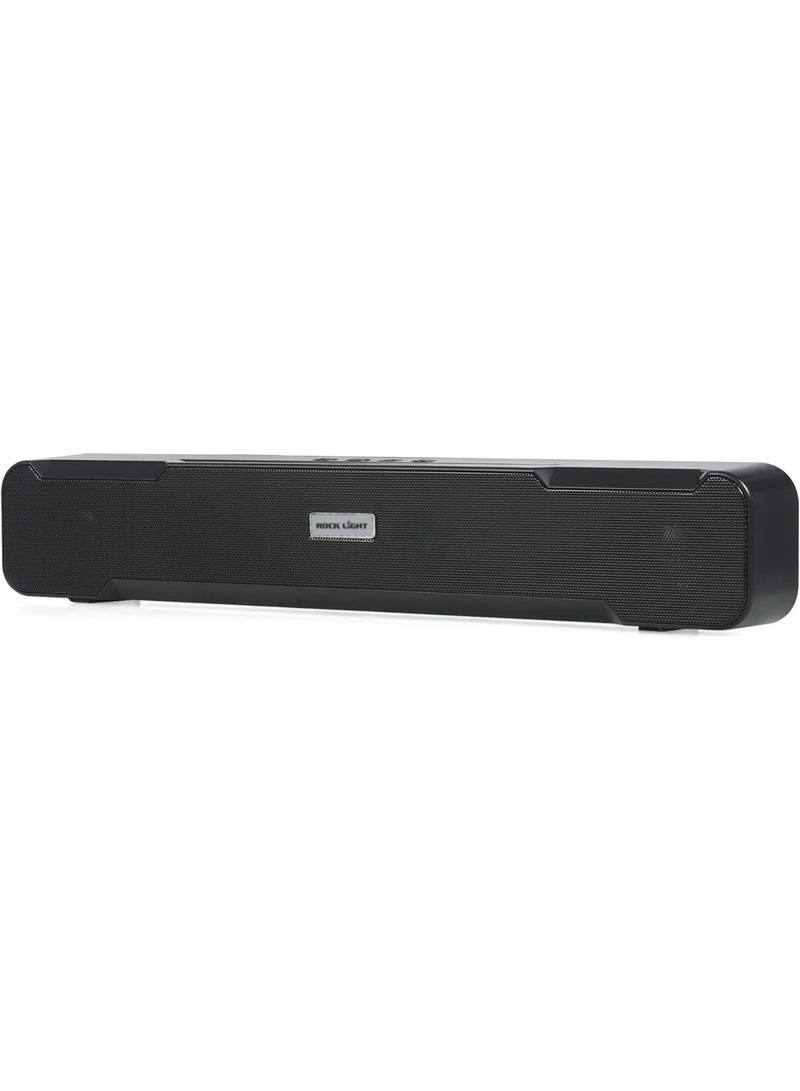 Portable Bluetooth Soundbar – 10W Stereo TV Speaker with Dynamic Thunder Sound, 1200mAh Battery (6 Hours Playtime), TF Card Slot, FM, TWS, BT 5.3 – Black - Image 1