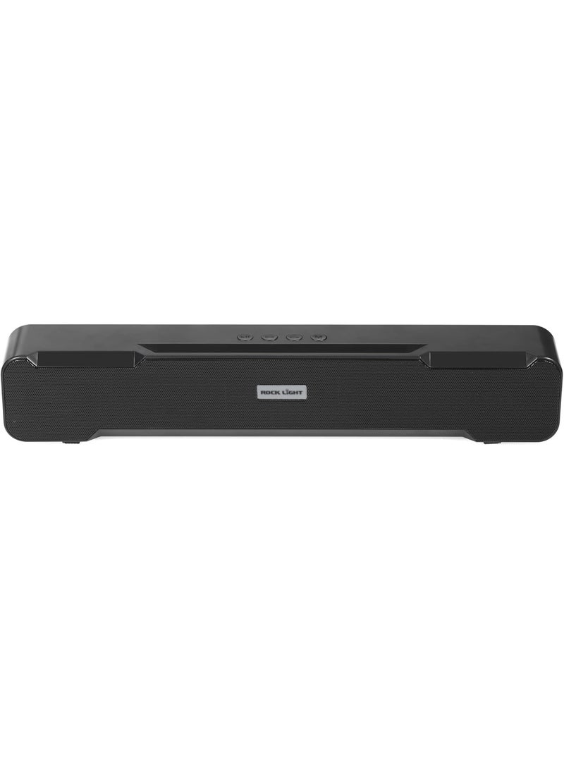 Portable Bluetooth Soundbar – 10W Stereo TV Speaker with Dynamic Thunder Sound, 1200mAh Battery (6 Hours Playtime), TF Card Slot, FM, TWS, BT 5.3 – Black - Image 3