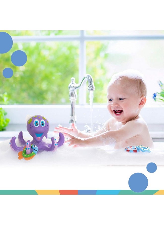 Nuby - Floating Octopus Toy With 3 Hoopla Rings - Baby Bath Toy For Boys And Girls - 18+ Months - Purple (Pack Of 1) - Image 1