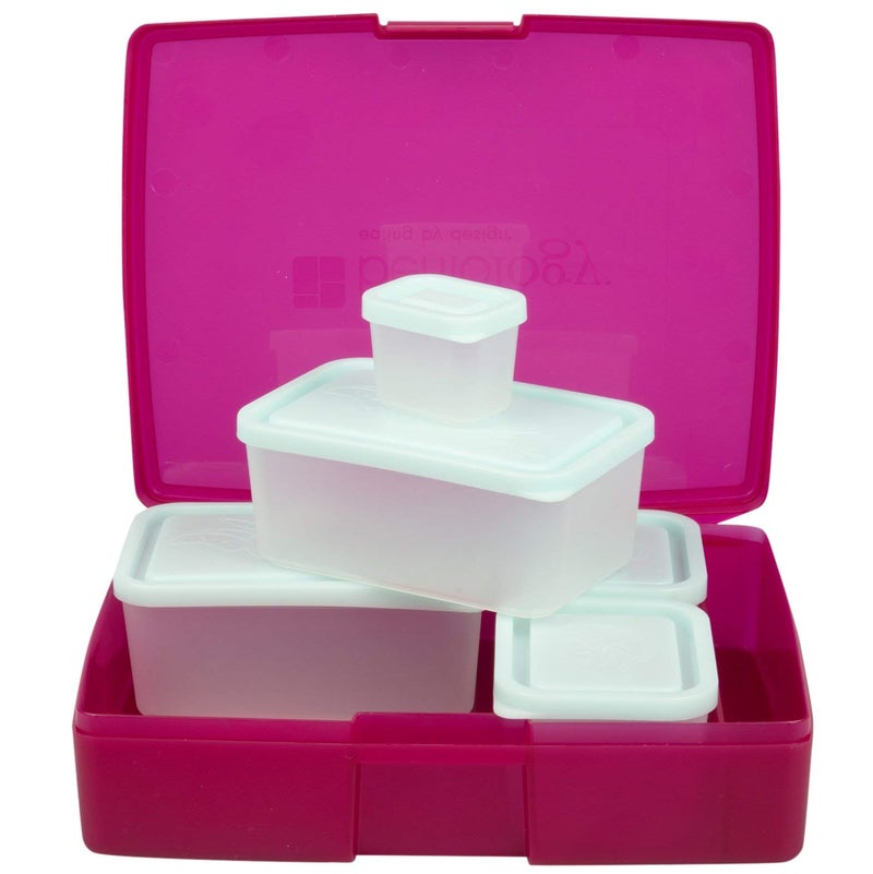 Bentology Bento Lunch Box Set w/ 5 Inner Removable Containers, Leak Proof, Food Prep & Snack Packing Compartments - Stackable, Microwave Safe Nesting Containers w Lids, Easy to Clean & Store - Image 5