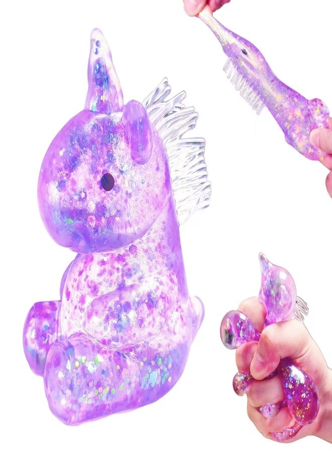 EVDERS 1Pcs Unicorn Stress Relief Toys Stress Balls for Adult Cute Animal Squeeze Sensory Toys Squeeze Sugar Ball Unicorn Squishy Toys for Kids Christmas Stocking Stuffer Gift ADHD Autism Anxiety(Purple) - Image 1