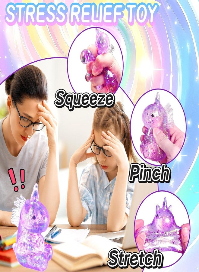 EVDERS 1Pcs Unicorn Stress Relief Toys Stress Balls for Adult Cute Animal Squeeze Sensory Toys Squeeze Sugar Ball Unicorn Squishy Toys for Kids Christmas Stocking Stuffer Gift ADHD Autism Anxiety(Purple) - Image 3