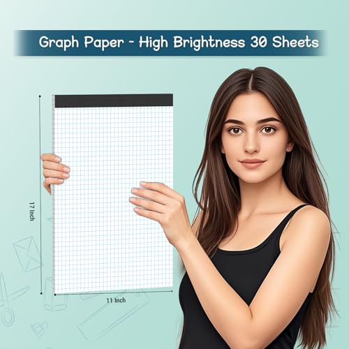 Vishoitty Large Graph Paper Pad 11 x 17, Grid Paper, 4x4 Graph Ruled, Blueprint Quadrille Pad, 30 Sheets Engineering Paper, Drafting Paper, Graft Paper for Architect Engineer Designer Mathematician Draftsman - Image 2