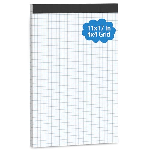 Vishoitty Large Graph Paper Pad 11 x 17, Grid Paper, 4x4 Graph Ruled, Blueprint Quadrille Pad, 30 Sheets Engineering Paper, Drafting Paper, Graft Paper for Architect Engineer Designer Mathematician Draftsman - Image 1