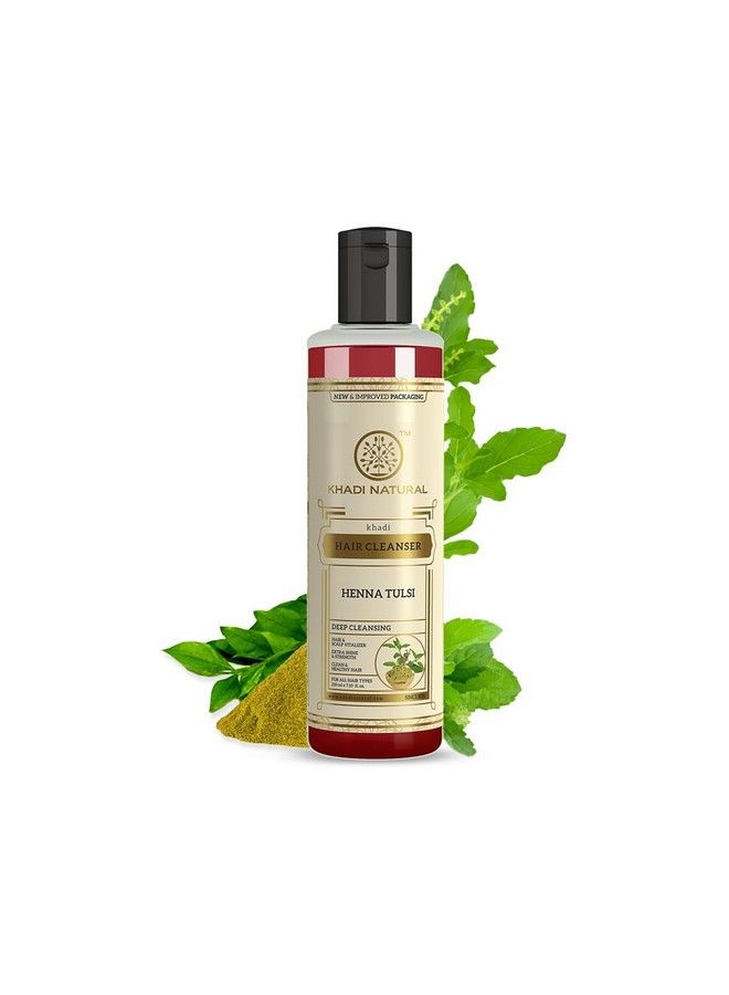 Khadi Natural Henna Tulsi For Anti Dull/Damage/Hair Fall Soft & Smooth Control Hair Cleanser Shampoo 210Ml By Unified Collection (Henna Tulsi Shampoo) - Image 1
