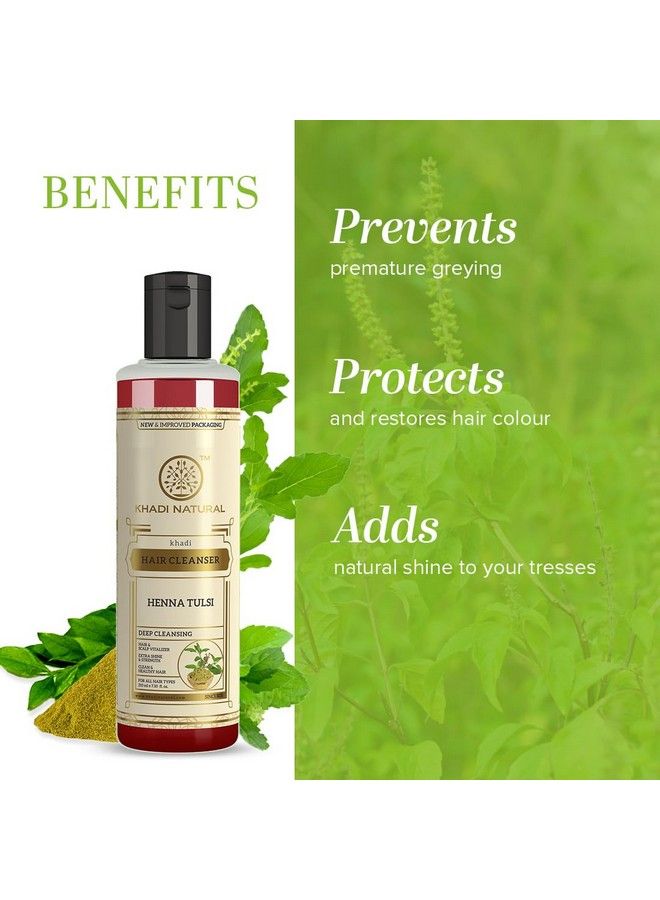 Khadi Natural Henna Tulsi For Anti Dull/Damage/Hair Fall Soft & Smooth Control Hair Cleanser Shampoo 210Ml By Unified Collection (Henna Tulsi Shampoo) - Image 3