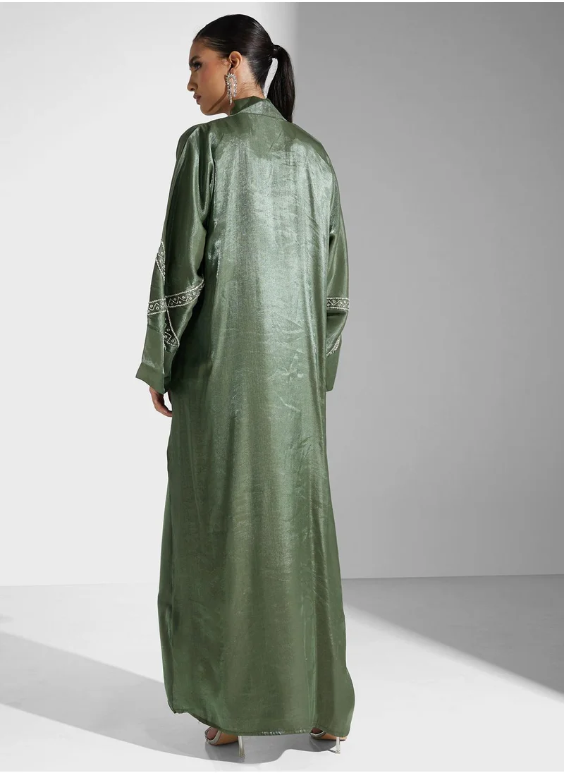 hayas closet Embellished Front Open Abaya