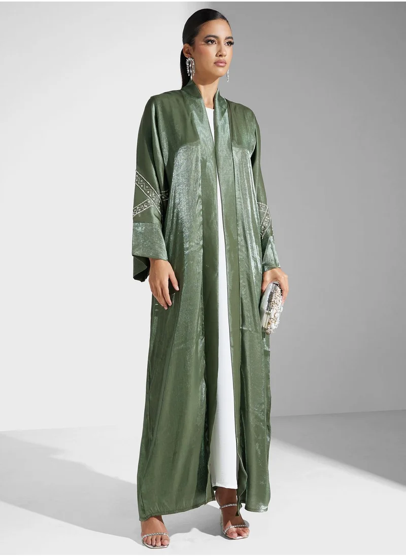 hayas closet Embellished Front Open Abaya