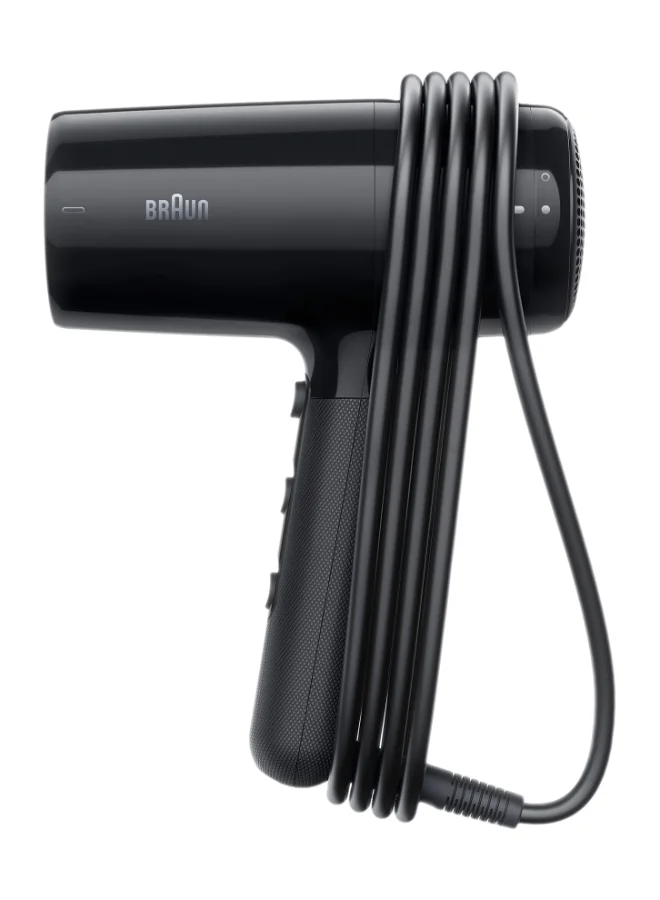 BRAUN Hair Dryer Hd2.2 Light Weight, Fast Performance And Shine, 2200 Watts, 3 Heat Mode Plus Cool Shot Brhd225Sde - Ion Black.