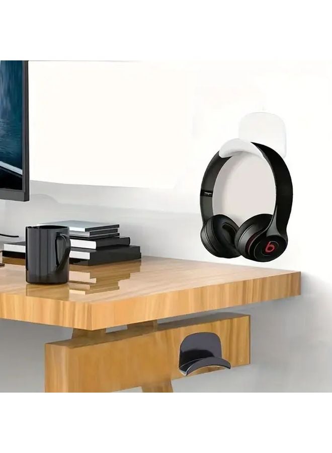 White Wall Mounted Headphone Stand Holder Hook For Gaming Office Space Saving - Image 3