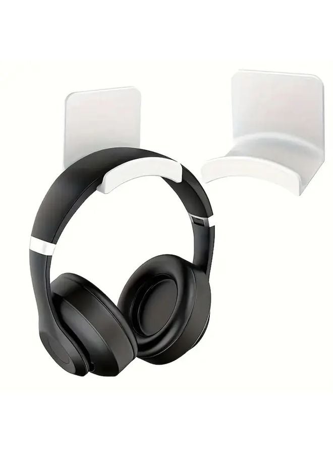 White Wall Mounted Headphone Stand Holder Hook For Gaming Office Space Saving - Image 1