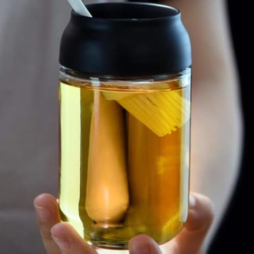 MARKET 99 Transparent & Black Glass Oil Jar with Silicone Brush 280ml | Leak-Proof Dispenser Bottle for Oil, Vinegar & Sauces | Kitchen Accessory for Cooking, Baking, BBQ & Mess-Free Meal Preparation - Image 3