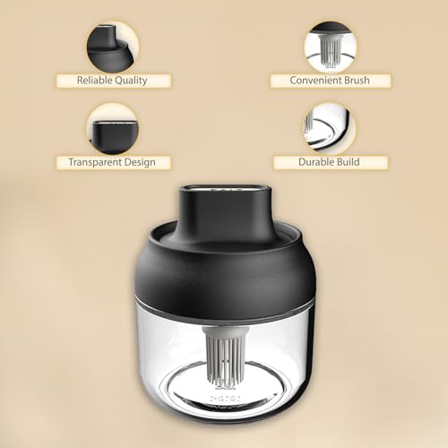 MARKET 99 Transparent & Black Glass Oil Jar with Silicone Brush 280ml | Leak-Proof Dispenser Bottle for Oil, Vinegar & Sauces | Kitchen Accessory for Cooking, Baking, BBQ & Mess-Free Meal Preparation - Image 2