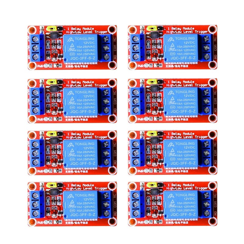 DaFuRui 12v Relay Module 8Pack 1 Channel Relay Module 12v Relays Board with Optocoupler Support High/Low Level Trigger for Arduino Relays - Image 1