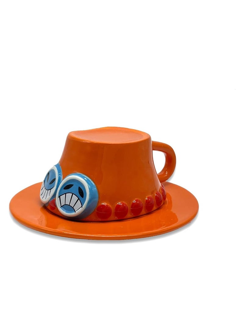 general Anime Merch Ace Coffee Mugs Ace Hat Orange Ceramic Tea Milk Cup Novelty Creative Office Cup Collection Gifts for Birthday - Image 2