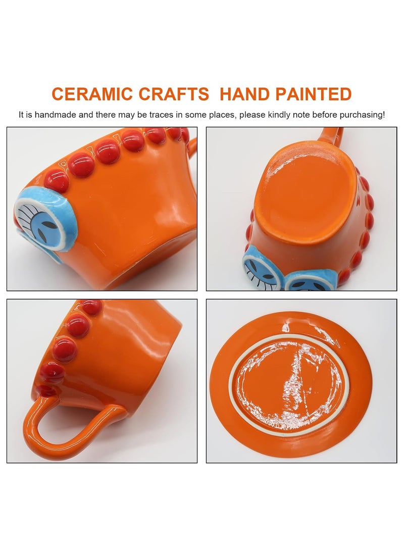 general Anime Merch Ace Coffee Mugs Ace Hat Orange Ceramic Tea Milk Cup Novelty Creative Office Cup Collection Gifts for Birthday - Image 5