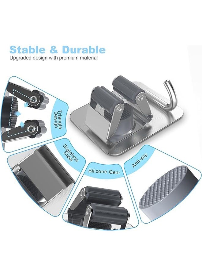 304 Stainless Steel Mop Holder, Mop Broom Organizer Wall Mounted Heavy Duty with Hooks Hanger, Mop Broom Organizer for Bathroom, Office, Kitchen, Closet, Garage, Silver, 4 Pcs ﻿  - Image 2