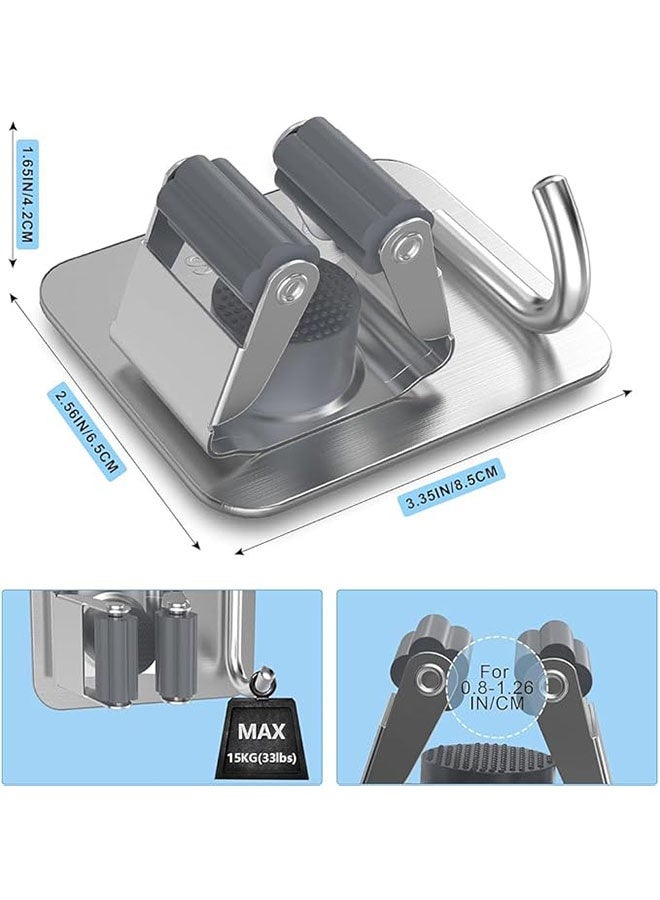 304 Stainless Steel Mop Holder, Mop Broom Organizer Wall Mounted Heavy Duty with Hooks Hanger, Mop Broom Organizer for Bathroom, Office, Kitchen, Closet, Garage, Silver, 4 Pcs ﻿  - Image 3