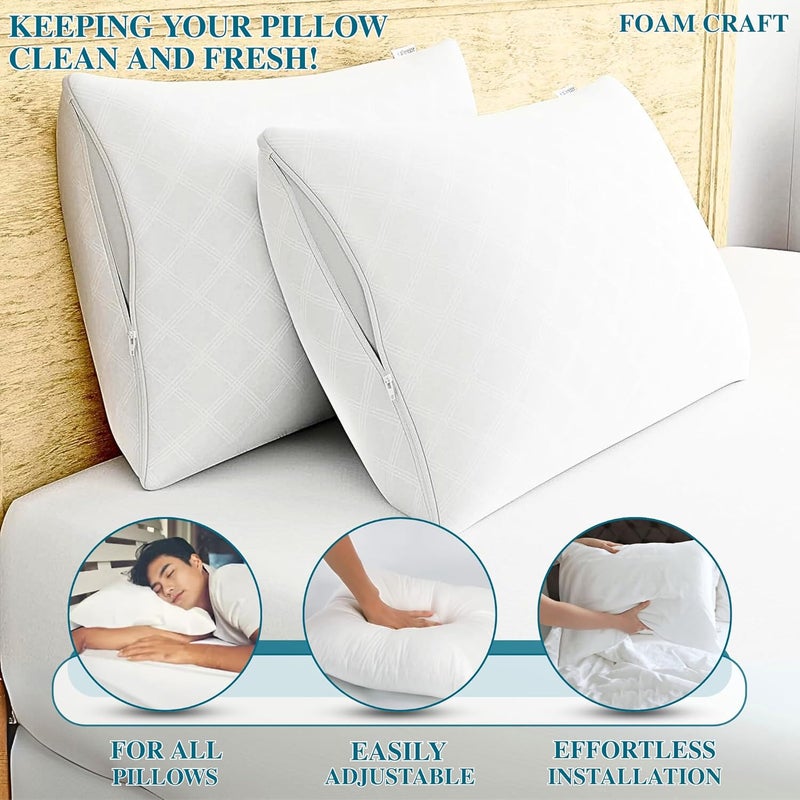 FOAM CRAFT Hotel Quality Quilted Pillow Protectors Set of 2 (50 x 65cm) - Image 5