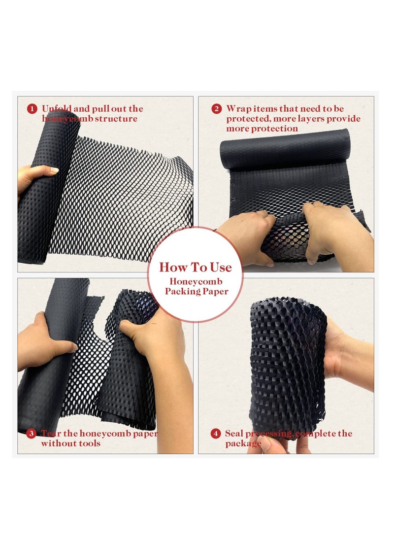 SYOSI - Honeycomb Packing Paper Roll 15" x 131"- Innovative and Eco-Friendly Cushioning Alternative for Fragile Items- Recyclable and Space-Saving Moving Supplies Protective Packaging Material(Black) - Image 1