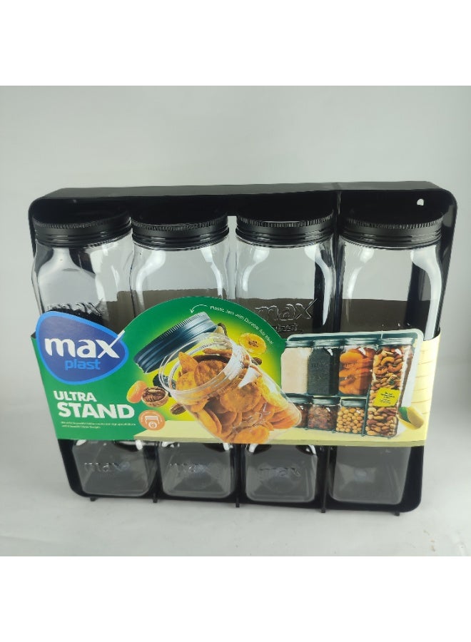 ماكس بلاست مجموعة مرطبان توابل بلاستيكي مع حامل من ماكس بلاست - Image 1