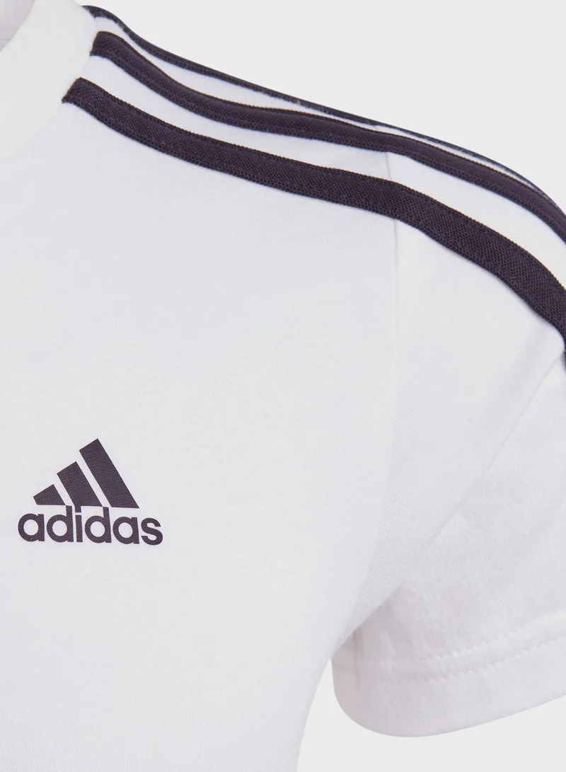 Adidas Little Kids 3 Stripes Cotton T-Shirt