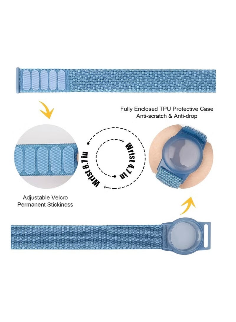 2 Pack AirTag Bracelet for Kids, Apple Air Tag Protective Cover with Nylon Wristband, Anti Lost GPS Trackers Case Cover Elastic Watch Band for Toddlers Girls Boys Elders  - Image 4