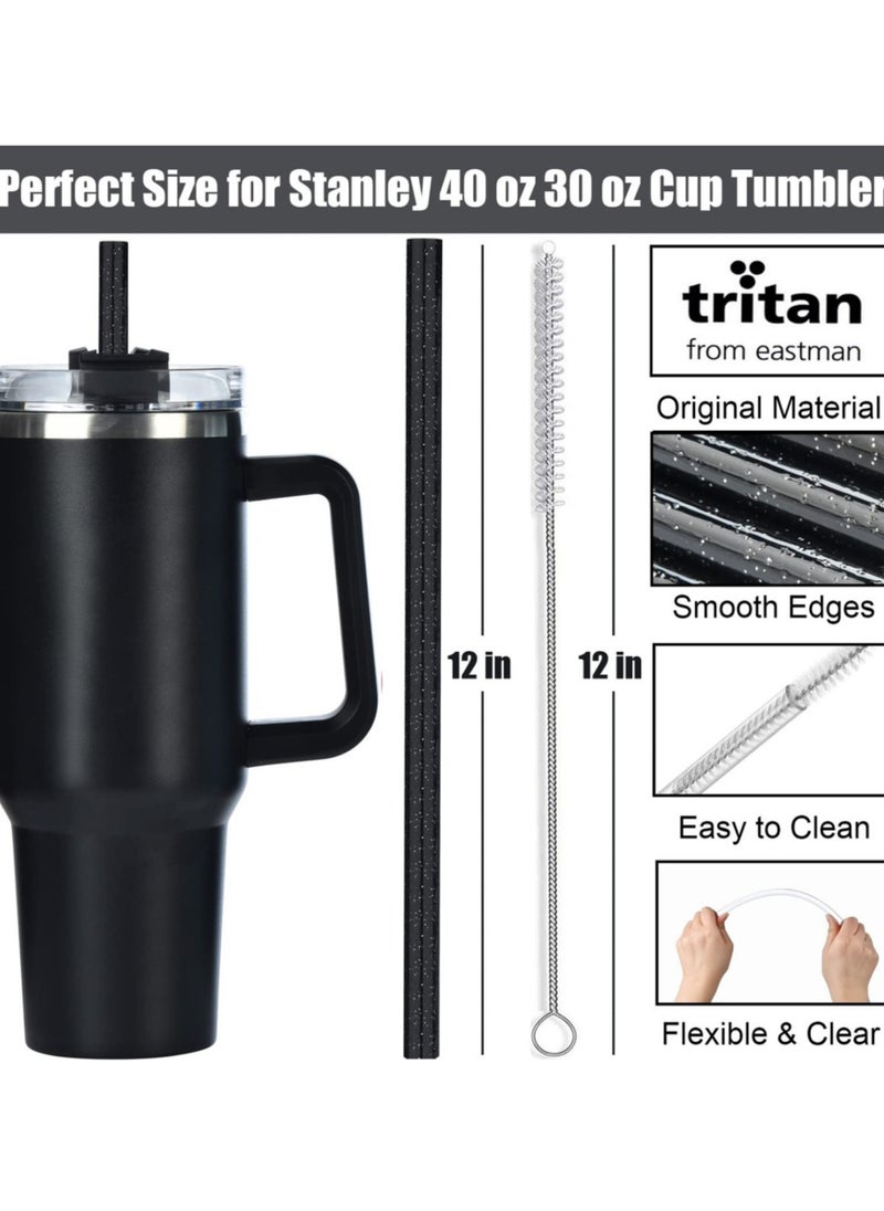 10 Pack Black Replacement Straws for Stanley 40 oz 30 oz Tumbler, 12 in Long Reusable Plastic Glitter Straws for Stanley Cup Accessories, Half Gallon Jug, Plus 2 Cleaning Brush - pzsku/ZB77297A7700DBC3ED6ABZ/45/_/1732344033/88fa56bf-fa7d-4234-b5a0-789df6344dbb