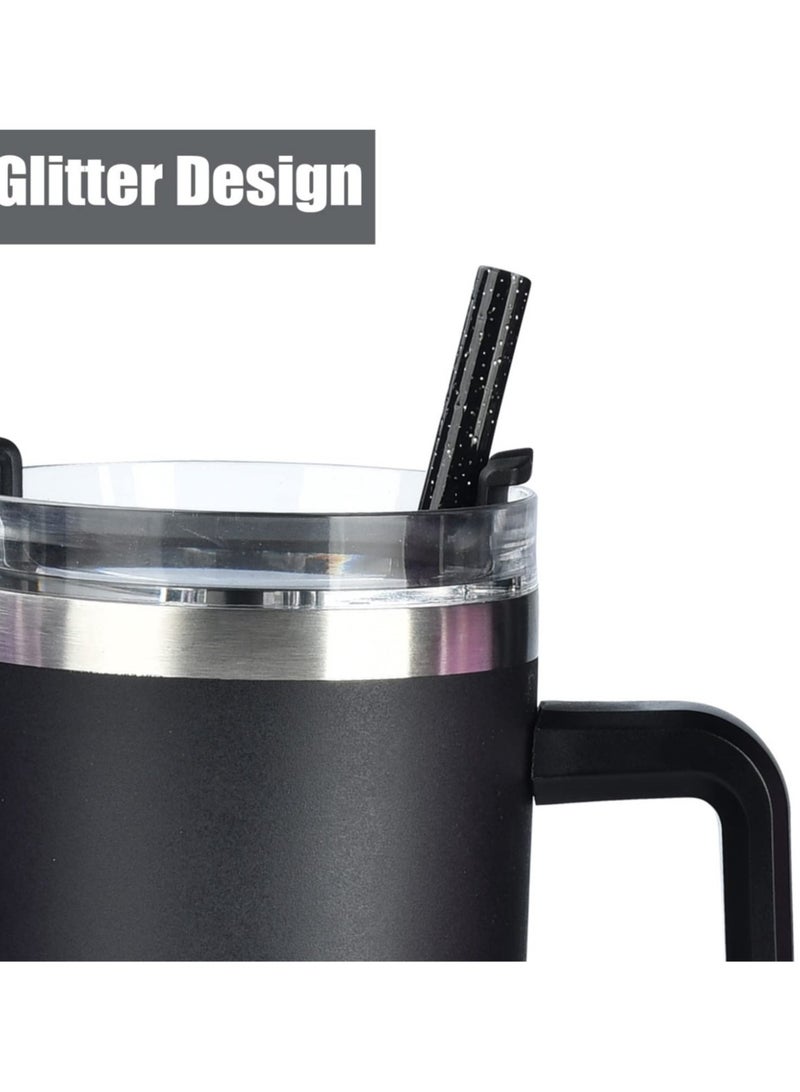 Reema 10 Pack Black Replacement Straws for Stanley 40 oz 30 oz Tumbler, 12 in Long Reusable Plastic Glitter Straws for Stanley Cup Accessories, Half Gallon Jug, Plus 2 Cleaning Brush - Image 4