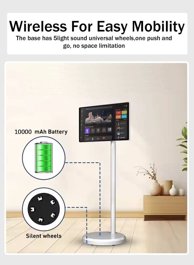 Smart 24 Inch Portable TV with Adjustable Floor Touch Screen Smart TV,8G RAM+128G Storage,10000Amh Battery 8H Video Play Time,White  - Image 5