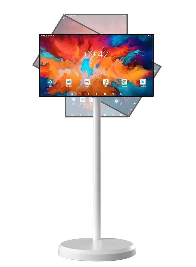 Smart 24 Inch Portable TV with Adjustable Floor Touch Screen Smart TV,8G RAM+128G Storage,10000Amh Battery 8H Video Play Time,White  - Image 1
