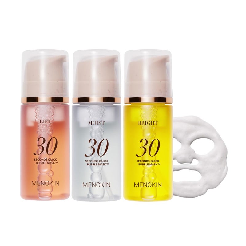 MENOKIN Korean Face Mask 3sets 30 seconds Quick Bubble Mask Collagen Brightening Moisturizing Hydration improvement Radianceboosting Easyto Use Glass Skin 321 floz