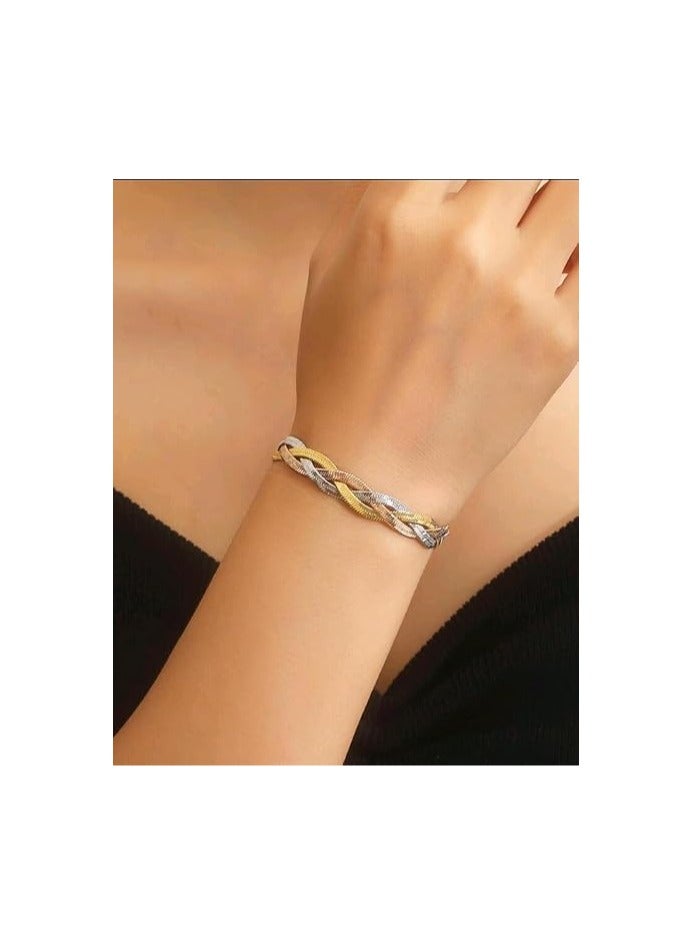 Fayrouz Jewellery Stainless Steel Braided Snake Bracelet for Women Ladies Bracelet or Ansial by Fairuz Jewelry - Image 2